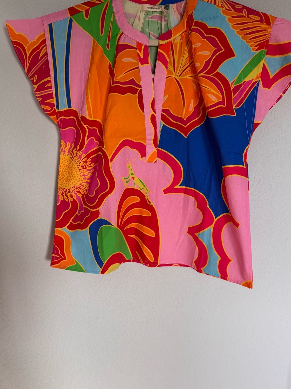 Maude Vivante Joy Big Florals Top Size M NWT Colorful Tropical Blouse - Picture 2 of 13